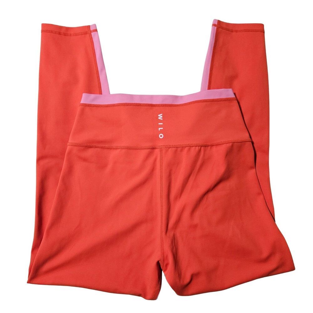 Wilo‎ Bright Orange and Pink Athletic Activewear Leggings Women's Size L